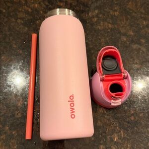 Owala Pink Water Bottle with Straw